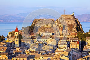 Aerial view from New fortress Kerkyra, Corfu island, Greece