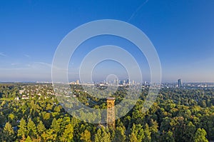 Aerial view on new Goethe tower near Frankfurt