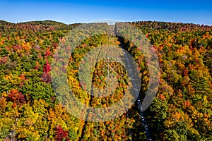 Aerial view of a New Hampshire powerline corridor