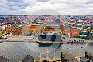 Aerial view of the New  Haven district in Copenhagen, Denmark