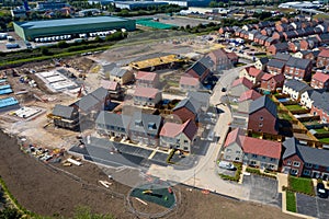 Aerial view of new houses being built / constructed