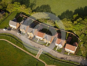 Aerial View of new houses in Kent, UK