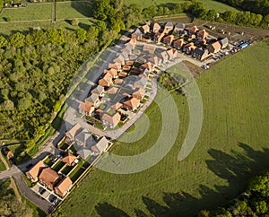 Aerial View of new houses in Kent, UK