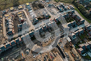 Aerial view of a new housing development being built in the UK