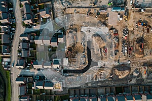 Aerial view of a new housing development being built in the UK