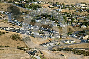 An aerial view of a new housing subdivision.