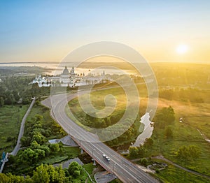 Aerial view on New Jerusalem monastery in Istra