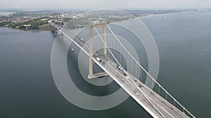 Aerial view of New Little Belt Bridge in Denmark, Middelfart