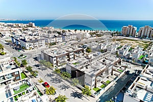 Aerial view new luxury villas of Mil Palmeras. Costa Blanca, Spain