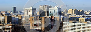 Aerial view of the new and old apartment houses. Moscow, Russia