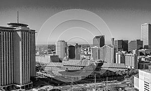 Aerial view of New Orleans skyline on a sunny winter day, Louisiana