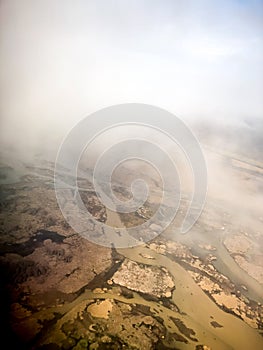 aerial view of New Orleans swamps