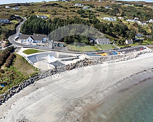 Aerial view of the new shorefront at Leabgarrow on Arranmore Island in County Donegal, Republic of Ireland. photo
