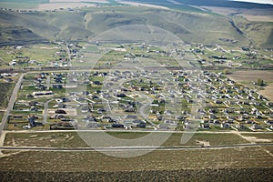 An aerial view of a new subdivision, exhibiting urban sprawl.