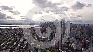 Aerial view of New York, Brooklyn, Dumbo. Residental and financial business buildings from above.