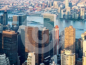 Aerial view of New York City including the UN headquarters photo