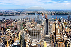 Aerial view of New York City Midtown west Manhattan