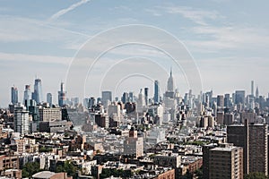 Aerial view of New York skyline and attractions on a clear sunny day, USA