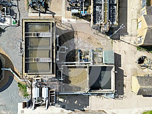 Aerial view of a newly extended sewage treatment works.