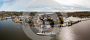 Aerial view of Newport Vermont in the fall