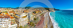 Aerial view of Nice, the capital of the Alpes-Maritimes department on the French Riviera