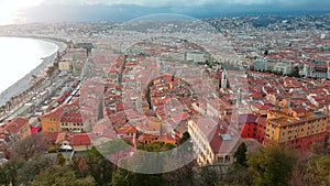 Aerial View of The Nice Old Town French Riviera