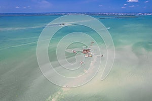 Aerial view of Nichupte Lagoon, Cancun