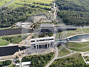 Aerial view of Niederfinow Boat Lift on the Oder-Havel Canal