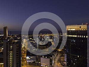 Aerial view of night city Tallinn Estonia