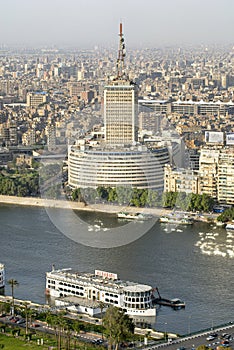 Aerial view of Nile view building in Cairo, Egypt