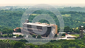 Aerial view of Noah's ark replica at Ark Encounter Theme Park in Williamstown, Kentucky