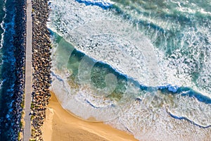 Aerial view of Nobbys Breakwall