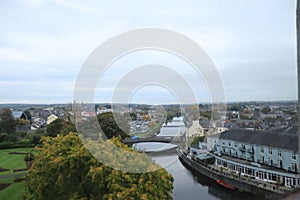 Aerial view of Nore river and city from Kilkenny Castle - Ireland heritage tourism - Irish holiday