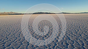 Aerial view of the north Argentinian salt desert on sunset