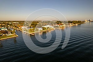 Aerial view of North Palm Beach by Lakeside Park on the east coast of Florida on a sunny morning