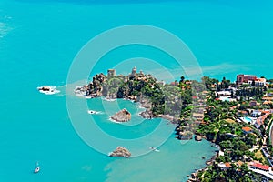 Aerial view of north Sicily coast from Cefalu