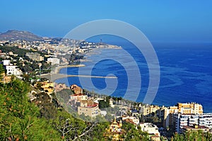 Aerial view of northern coastline of Malaga