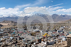 Aerial view of the northern Indian city of Leh