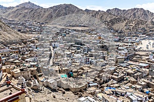 Aerial view of the northern Indian city of Leh