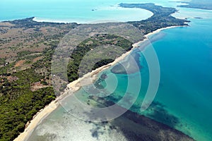 Aerial view of Nosy Faly island,The holy island,near Nosy be Madagascar