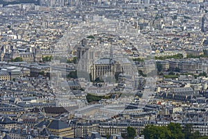 Aerial view of Notre dam taken from Montparnasse Tower