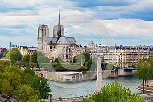 Aerial view of Notre-Dame de Paris.