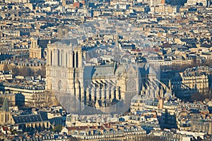 Aerial view of Notre-Dame in Paris