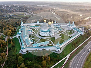 Aerial view from the of Novoierushim Monastery at damn. Great places of Russia for travel