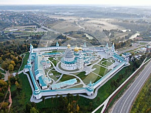 Aerial view from the of Novoierushim Monastery at damn. Great places of Russia for travel