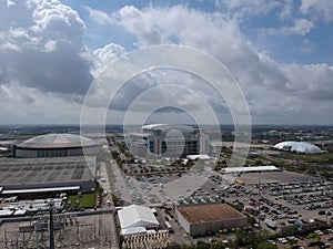 Aerial view of the NRG Stadium on a cloudy day
