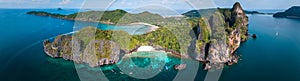 Aerial view of Nui beach in koh Phi Phi Don island, in Krabi, Thailand