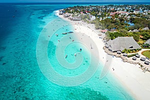 Aerial view of Nungwi Beach in Zanzibar, Tanzania