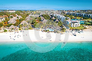 Aerial view of Nungwi Beach in Zanzibar, Tanzania