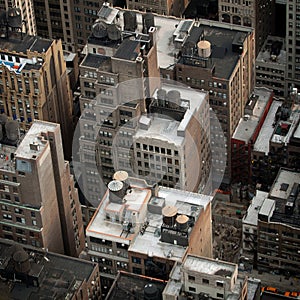 Aerial view of NYC buildings